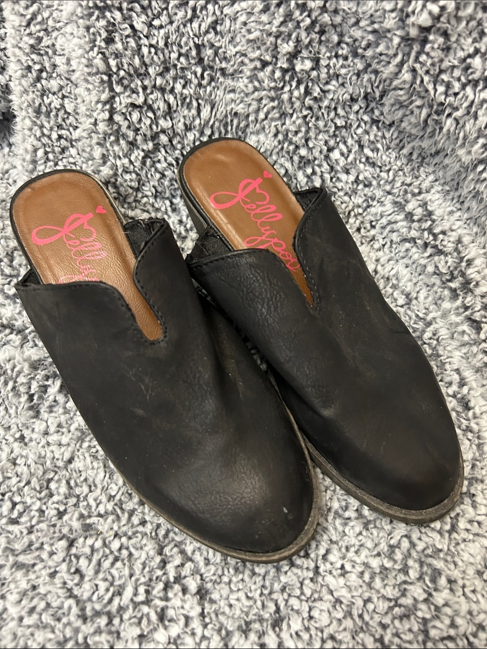 Jellypop Women's Black Slip-On V-Cut Mules